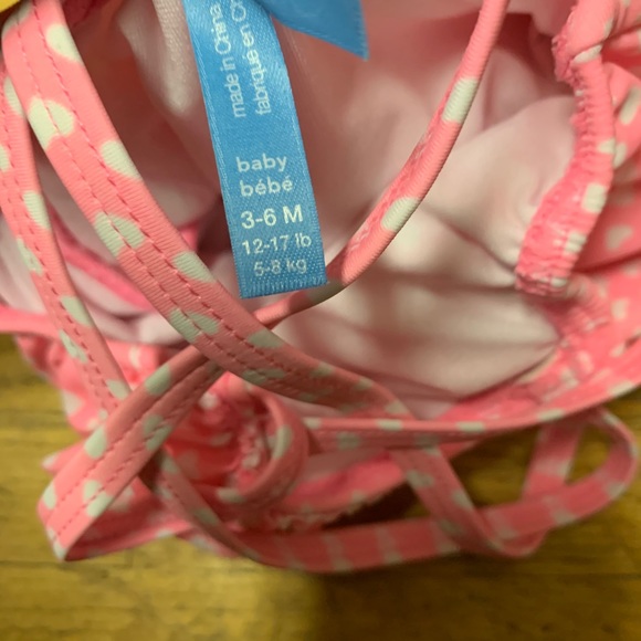 Ruffle Bum Pink Heart Polka Dot Baby Swimsuit - Picture 5 of 6